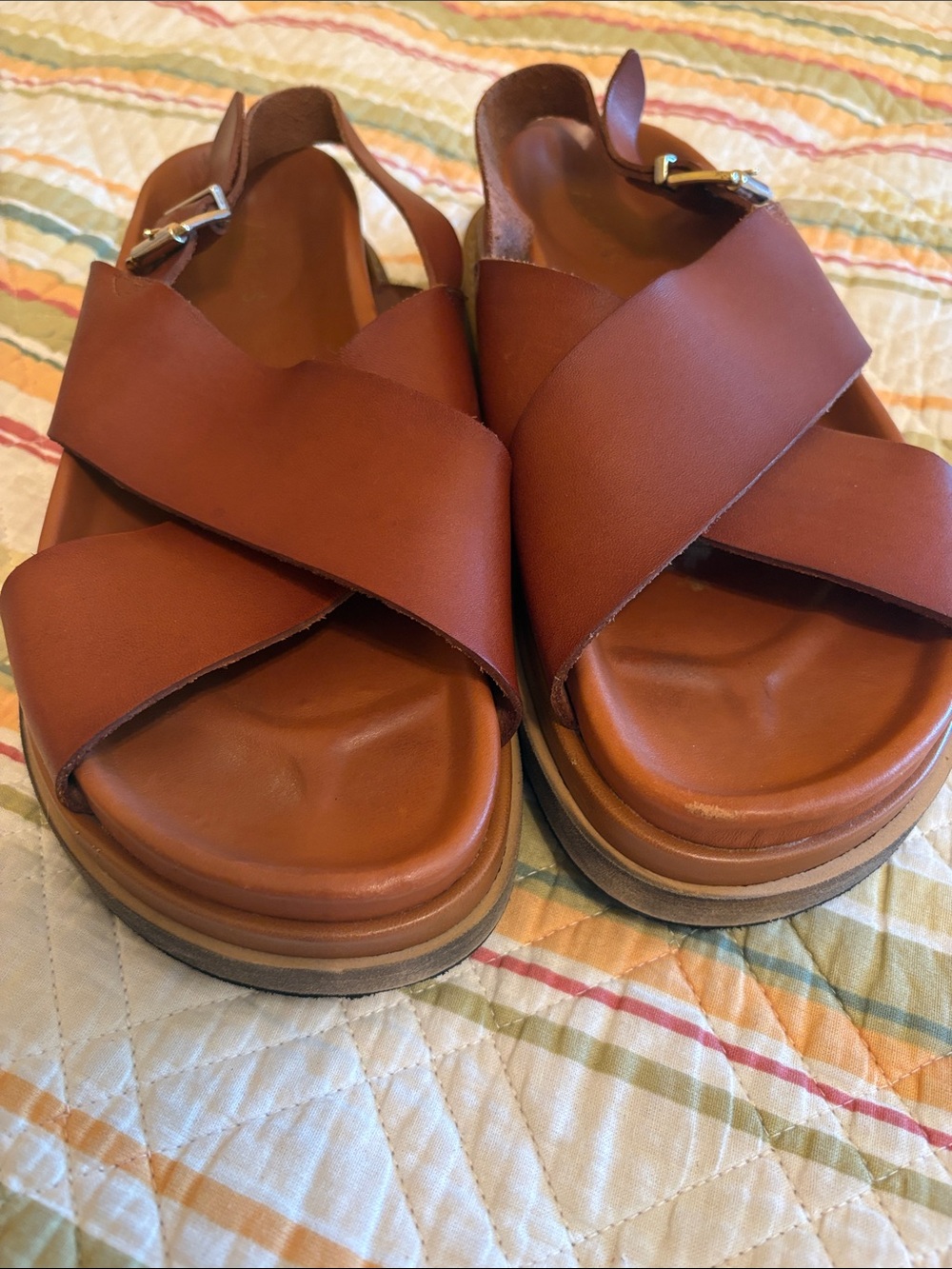 Alohas Women's Leather Cross-Strap Sandals in Brown 39 - Picture 3 of 7